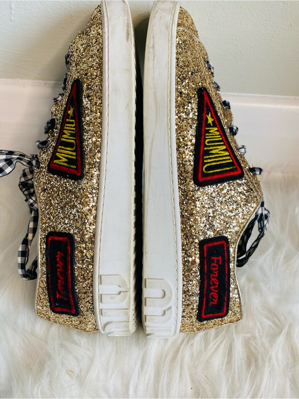 🛍️MIU MIU Authentic Calzature Donna Glitter Sneakers Pirite